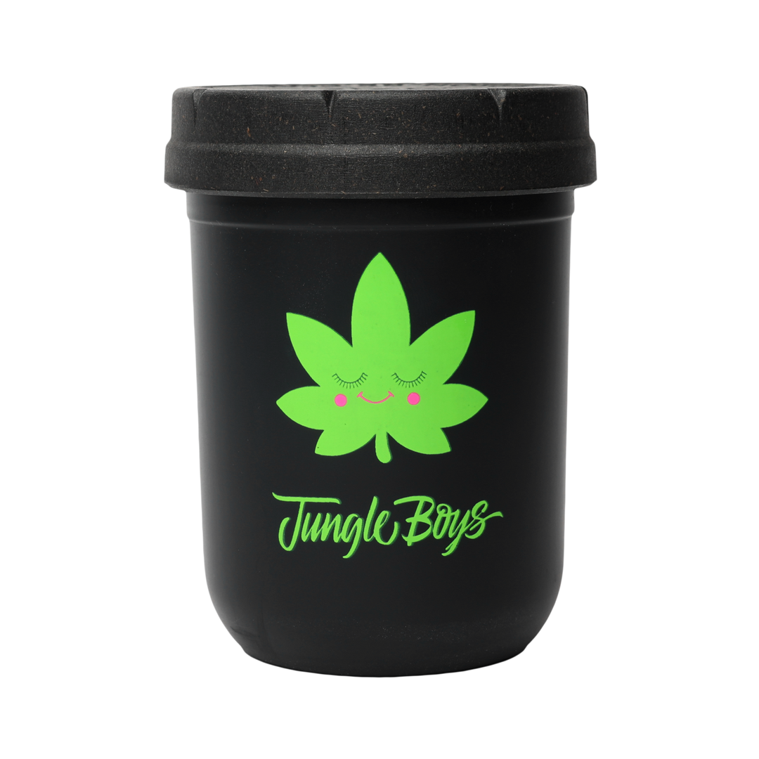 Happy Leaf 8oz Re:Stash Jar (Black)
