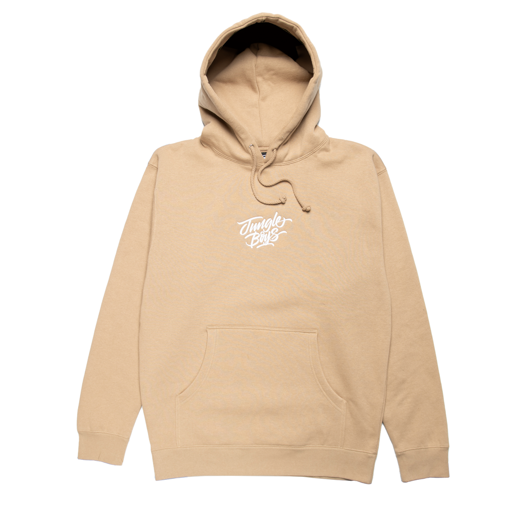 Stacked Embroidered Hoodie (Tan)