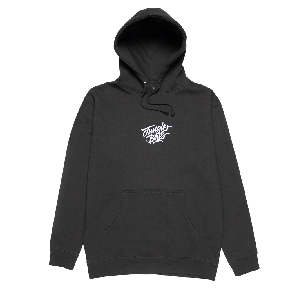 Stacked Embroidered Hoodie Black White