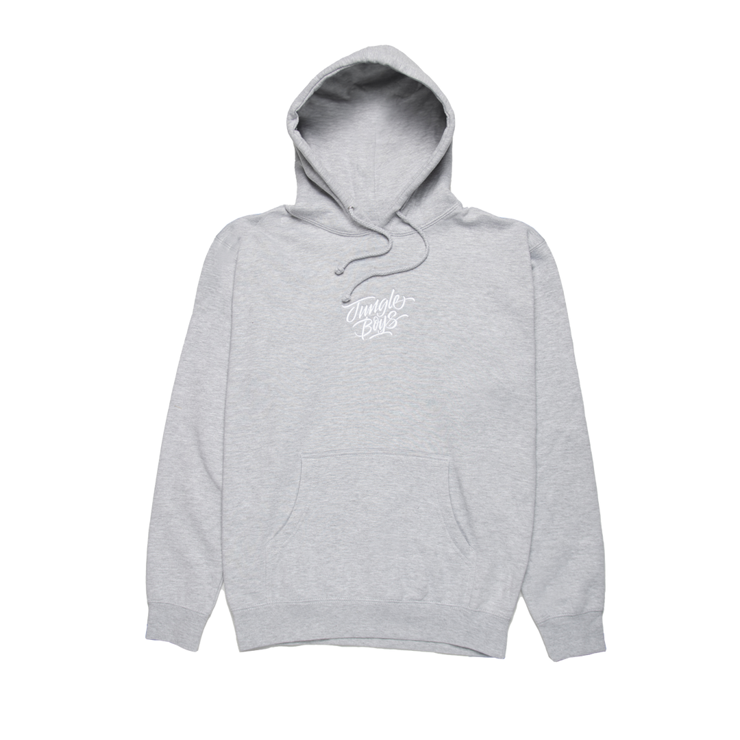 Stacked Embroidered Hoodie (Grey Heather/White)